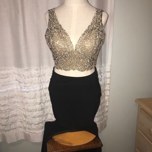 Gold and Black 2-piece Prom Dress